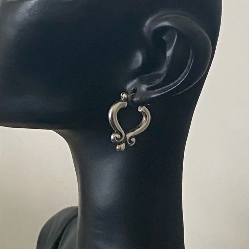 James Avery Retired Scrolled Post Hoop Earrings - Picture 2 of 4
